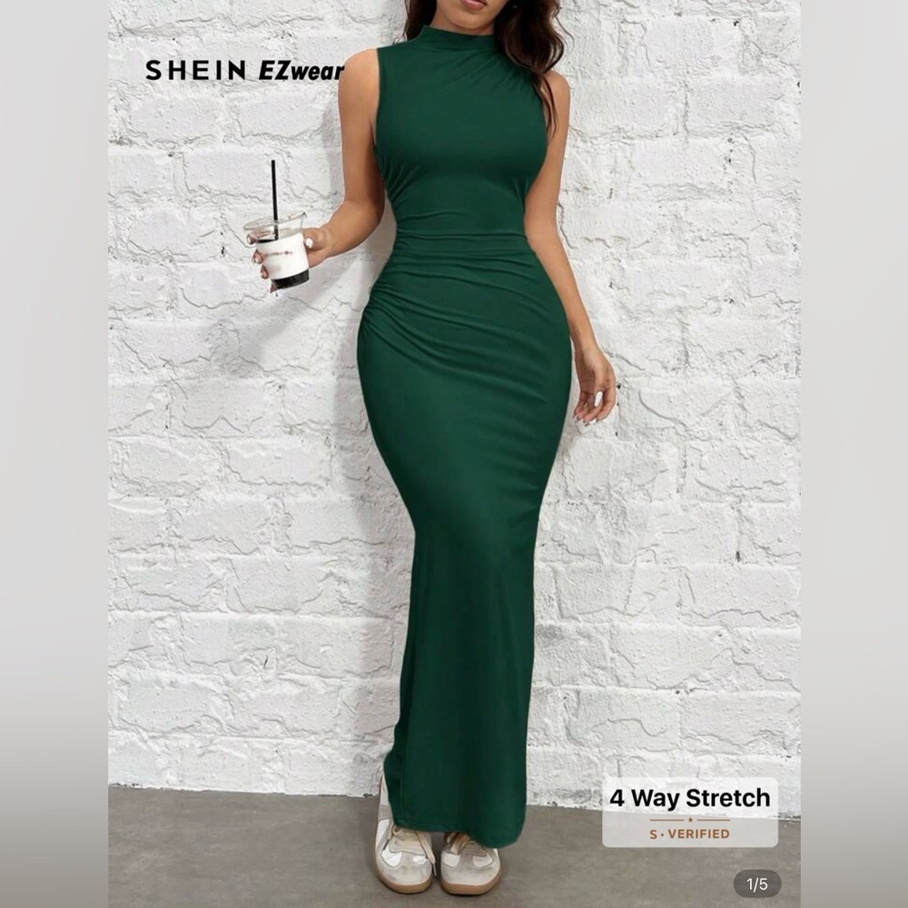 Elegant Green Sleeveless Maxi Dress